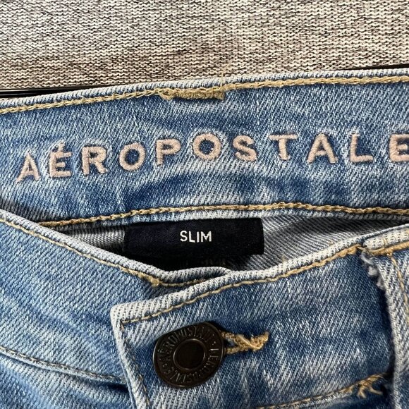 Aeropostale Jeans Women 30 Blue Slim Straight Leg Light Wash Mid Rise Ankle - Picture 5 of 13